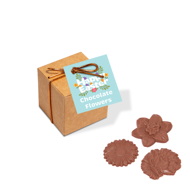 Eco Range – Eco Kraft Cube – Milk Chocolate Flowers – X6